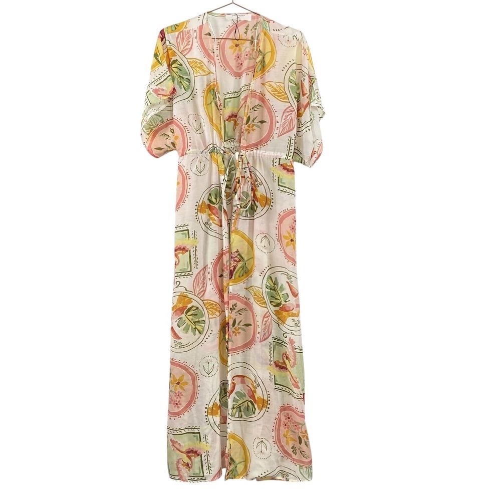 Primark Maxi‎ Dress Womens XS White Floral Long Drawstring Waist Polyester Boho